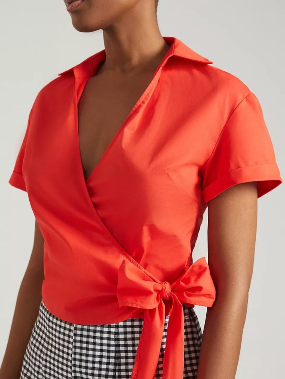 Anthropologie Maeve Wrap Shirt Vibrant Red Size Small